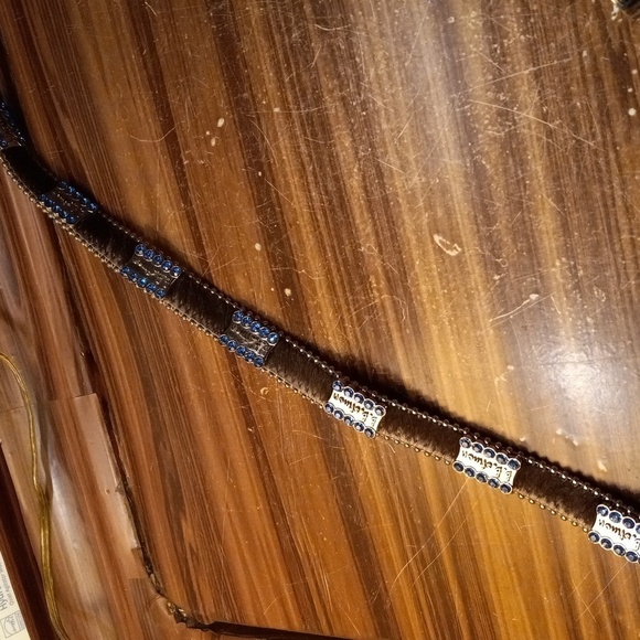 B.B.Simon blue crystals faux hide belt XL 39" - Picture 4 of 4